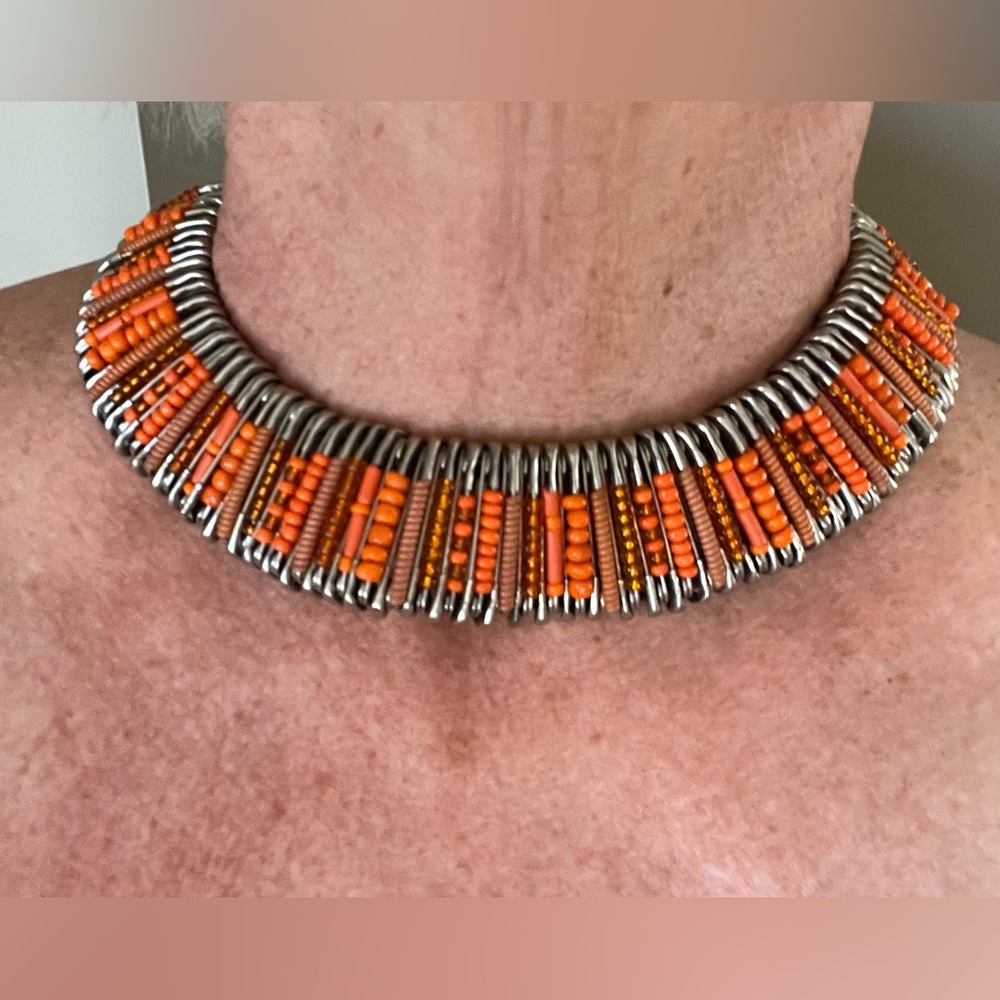 Super Fun Safety Pin Beaded Choker Necklace